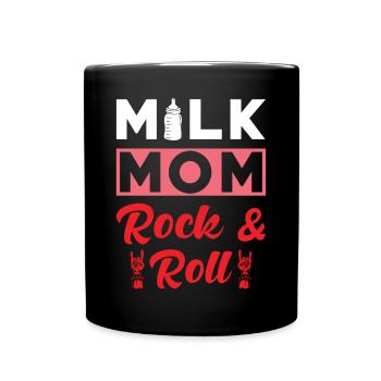 Milk Mom Rock n Roll - Tasse einfarbig - Schwarz - Vorne