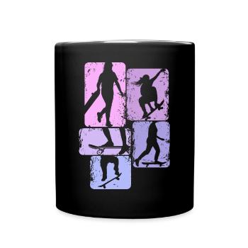 Skateboard Girl Skater Girl Skateboard Kids - Full Colour Mug - black - Front