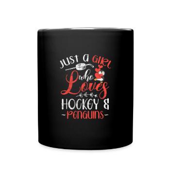 Pinguin Girl Eishockey - Tasse einfarbig - Schwarz - Vorne
