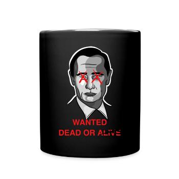 Poutine Wanted dead / Design avec lettrage - Mug uni - noir - Devant