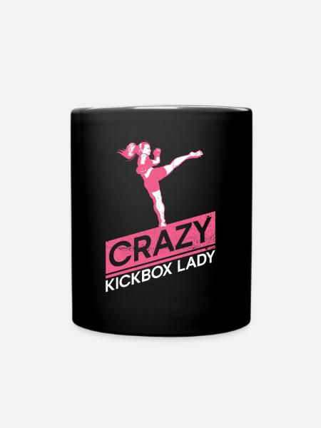 Crazy Kickbox Lady - Kickboxen Kickboxer - Tasse einfarbig - Schwarz