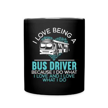 Ich liebe es, ein Busfahrer-Job zu sein - Tasse einfarbig - Schwarz - Vorne