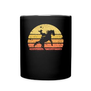 Cow Girl Bucking Bronco Rodeo Retro Wrangler - Tasse einfarbig - Schwarz - Vorne