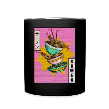 Ramen Nudeln Vaporwave Ästhetische Glitch Geschenk - Tasse einfarbig - Schwarz - Vorne