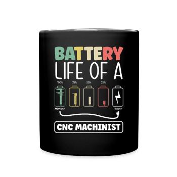 Métallurgiste Usinage Durée de vie de la batterie d’une CNC - Mug uni - noir - Devant