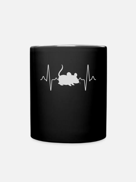 Maus Herzschlag - Tasse einfarbig - Schwarz