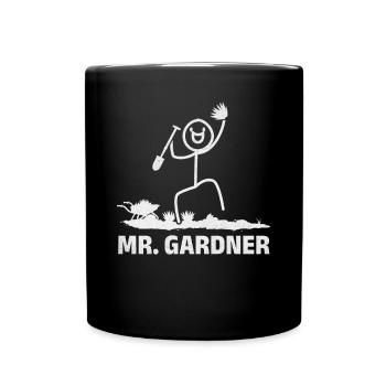 Mr. Gardner Strichmännchen Gärtner Gartenarbeit - Tasse einfarbig - Schwarz - Vorne