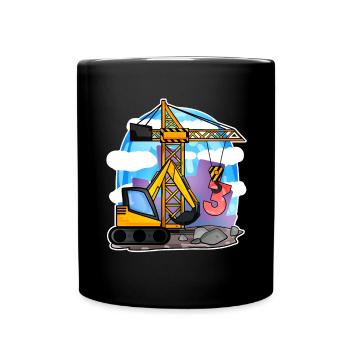 Grue excavatrice 3ème anniversaire - chemise garçon de 3 ans - Mug uni - noir - Devant