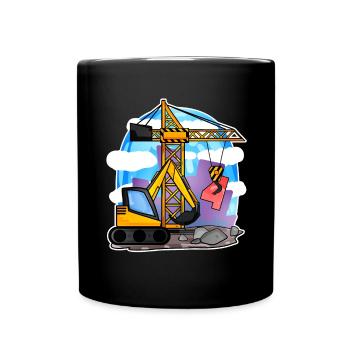 Bagger Kran 4. Geburtstag - 4 Jahre Jungen Shirt - Tasse einfarbig - Schwarz - Vorne