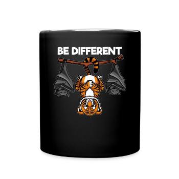 Be Different Tiger mit Fledermäusen - Tasse einfarbig - Schwarz - Vorne