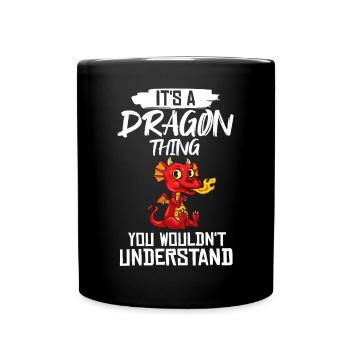 Drachenkopf Drache Lustig Niedlich Fantasiewesen - Tasse einfarbig - Schwarz - Vorne
