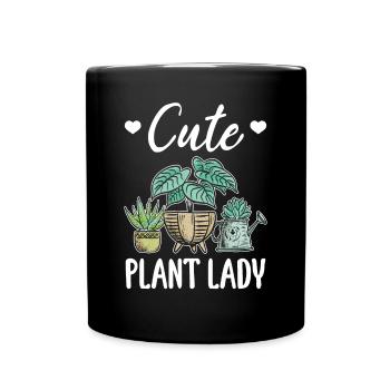 Cute Plant Lady Gardening Plant Lover Plants - Full Colour Mug - black - Front