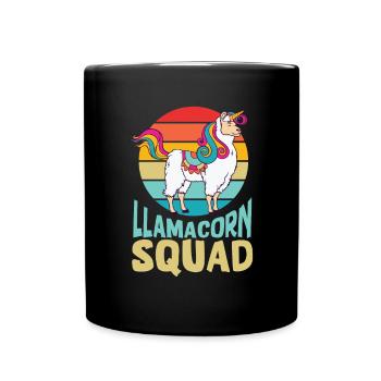 Lamacorn Squad - Conception de fête lama cool - Mug uni - noir - Devant