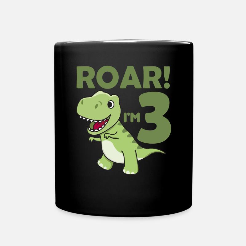 Kinder 3. Geburtstag T-Rex 3 Jahre Dino Saurier - Tasse einfarbig - Schwarz