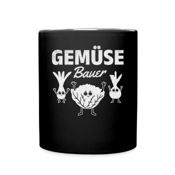 Lustige Gemüse Gärtner Landwirt Gemüse Bauer - Tasse einfarbig - Schwarz - Vorne