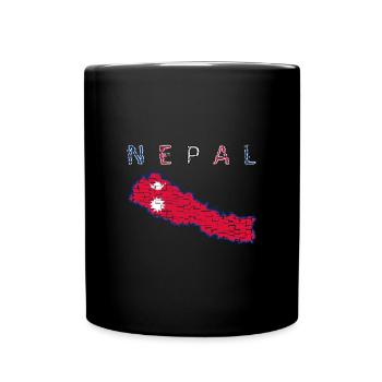 Nepal Map Flag Kathmandu Himalaya - Full Colour Mug - black - Front
