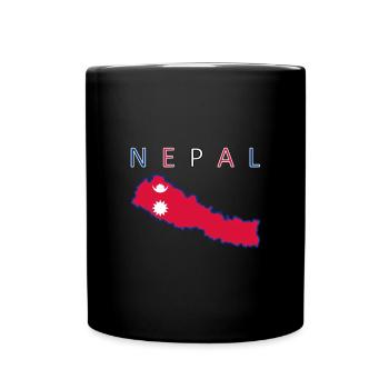 Nepal Karte Flagge Kathmandu - Tasse einfarbig - Schwarz - Vorne
