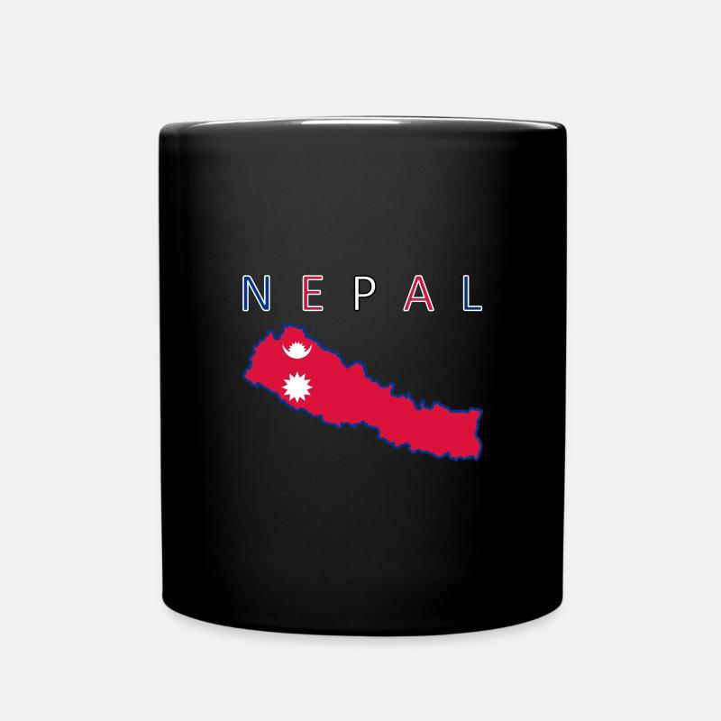 Nepal Karte Flagge Kathmandu - Tasse einfarbig - Schwarz
