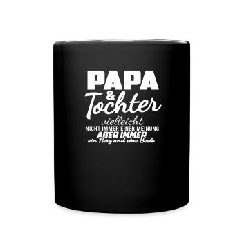 Familie Papa und Tochter Herz und Seele - Tasse einfarbig - Schwarz - Vorne