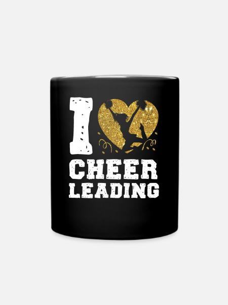 Cheer Cheerleading Heart I Love - Tasse einfarbig - Schwarz