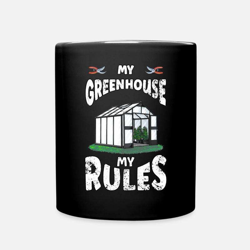 Greenhouse Rules Gewächshaus Gartenarbeit Gärtner - Tasse einfarbig - Schwarz