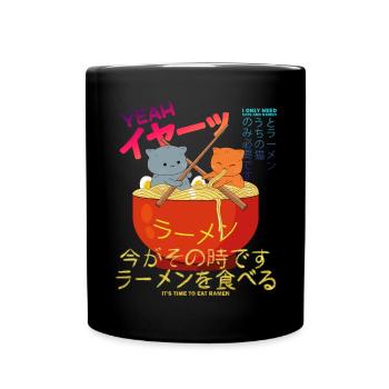 Crazy Japan Design Je n’ai besoin que de chats et de ramen - Mug uni - noir - Devant