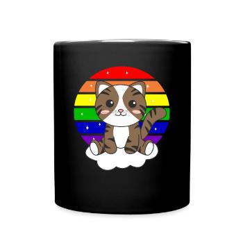 Katze Einhorn Regenbogen Tiere Einhörner Katzen - Tasse einfarbig - Schwarz - Vorne