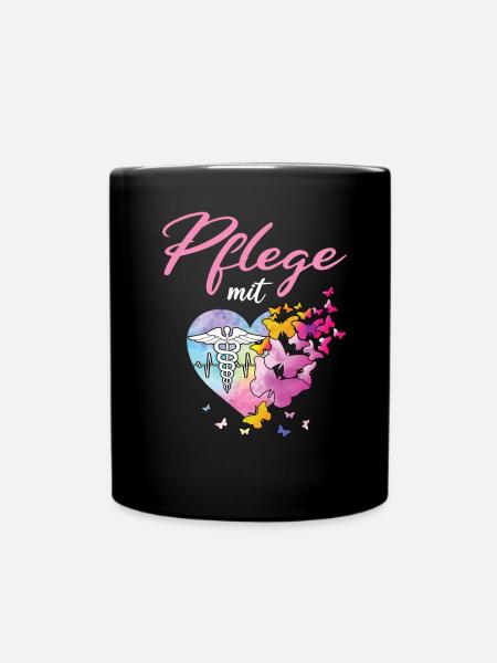 Pflege Mit Herz Pflegekraft Altenpflegerin - Tasse einfarbig - Schwarz