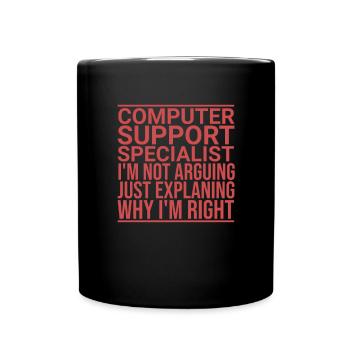 Computer Support Specialist Arguing | IT Support" - Full Colour Mug - black - Front