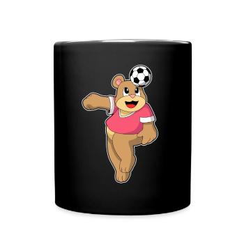 Bear Soccer Player Soccer - Full Colour Mug - black - Front