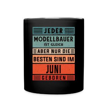 Technischer Geburtstag Juni geboren Modellbauer - Tasse einfarbig - Schwarz - Vorne