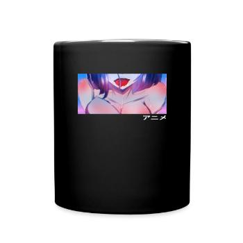 Anime Girl Eyes "Anime" in Japanese script - Full Colour Mug - black - Front
