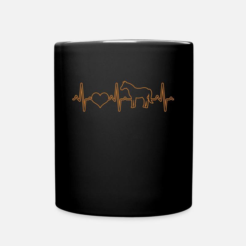 Pferd Herzschlag - Tasse einfarbig - Schwarz