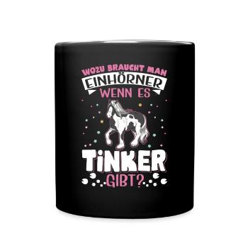 Irish Tinker Pferd Einhorn - Tasse einfarbig - Schwarz - Vorne