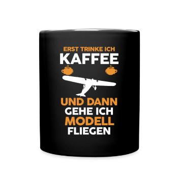 Modellfliegen Kaffee Modellflieger - Tasse einfarbig - Schwarz - Vorne
