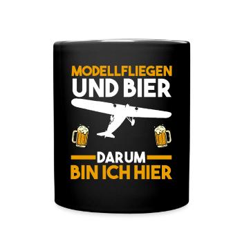 Modellfliegen Modellflieger Bier Modellflug - Tasse einfarbig - Schwarz - Vorne