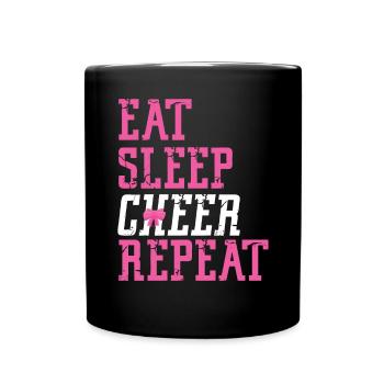 Cheer Cheerleading Eat Sleep Cheer - Full Colour Mug - black - Front