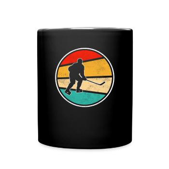 Hockey Eishockey Retro Logo - Tasse einfarbig - Schwarz - Vorne