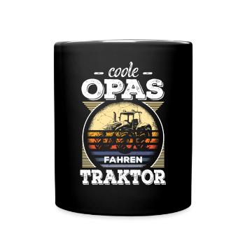 Coole Opas Opa Traktor Traktorfahrer Bauer Retro - Tasse einfarbig - Schwarz - Vorne