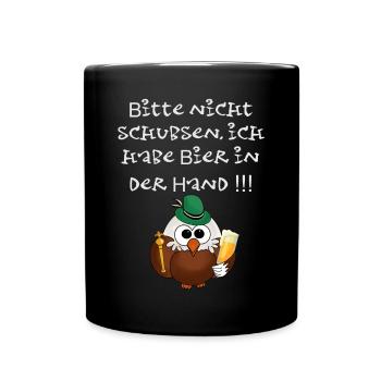 Schützenfest - bitte nicht schubsen,lustiger Vogel - Tasse einfarbig - Schwarz - Vorne