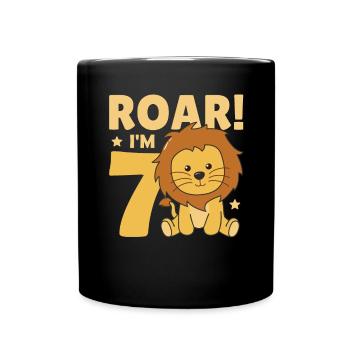 Children 7th birthday Lion seven years old Lion - Full Colour Mug - black - Front
