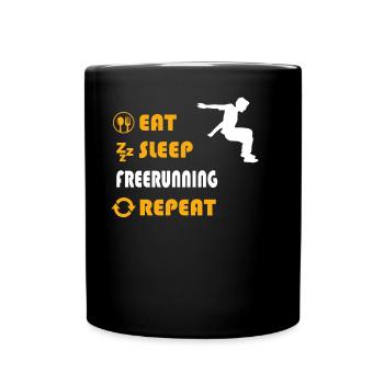 Freerunning Graphic T-Shirt - Tasse einfarbig - Schwarz - Vorne