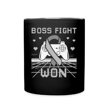 Brain Cancer Awareness Boss Fight Won Gamer - Full Colour Mug - black - Front