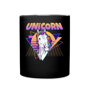 Unicorn Vaporwave Aesthetic Retro - Full Colour Mug - black - Front
