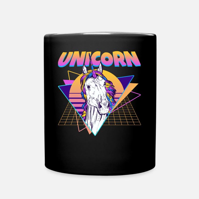 Unicorn Vaporwave Aesthetic Retro - Tasse einfarbig - Schwarz