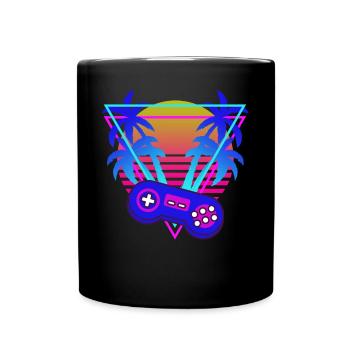 Gamer Gaming Controller Vaporwave Aesthetic - Full Colour Mug - black - Front