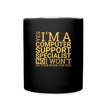 Computer Support Specialist Work | IT Support" - Full Colour Mug - black - Front