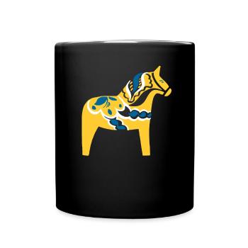 Schwedisches Dala-Pferd Schweden Gelbes Dalecarlian-Pferd - Tasse einfarbig - Schwarz - Vorne