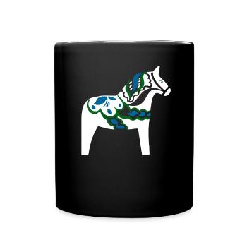 Schwedisches Dala-Pferd Schweden Weißes Dalecarlian-Pferd - Tasse einfarbig - Schwarz - Vorne
