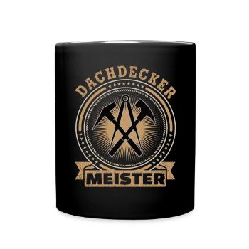 Dachdecker Meister Retro - Tasse einfarbig - Schwarz - Vorne